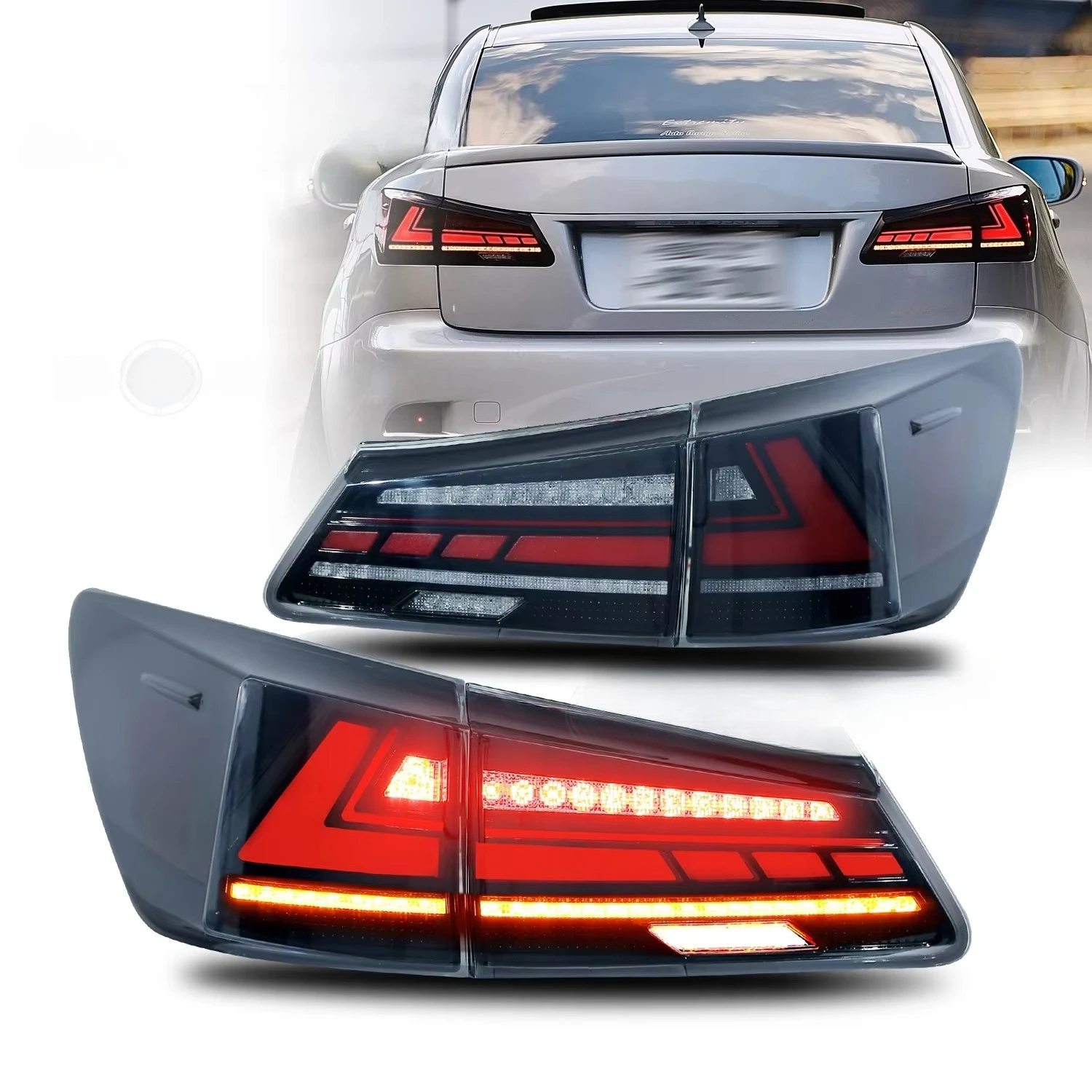 

LED Tail Lights for Lxus IS250 2006-2012 IS350 ISF 220d DRL Start up Animation Back Lamps Assembly Red Smoked