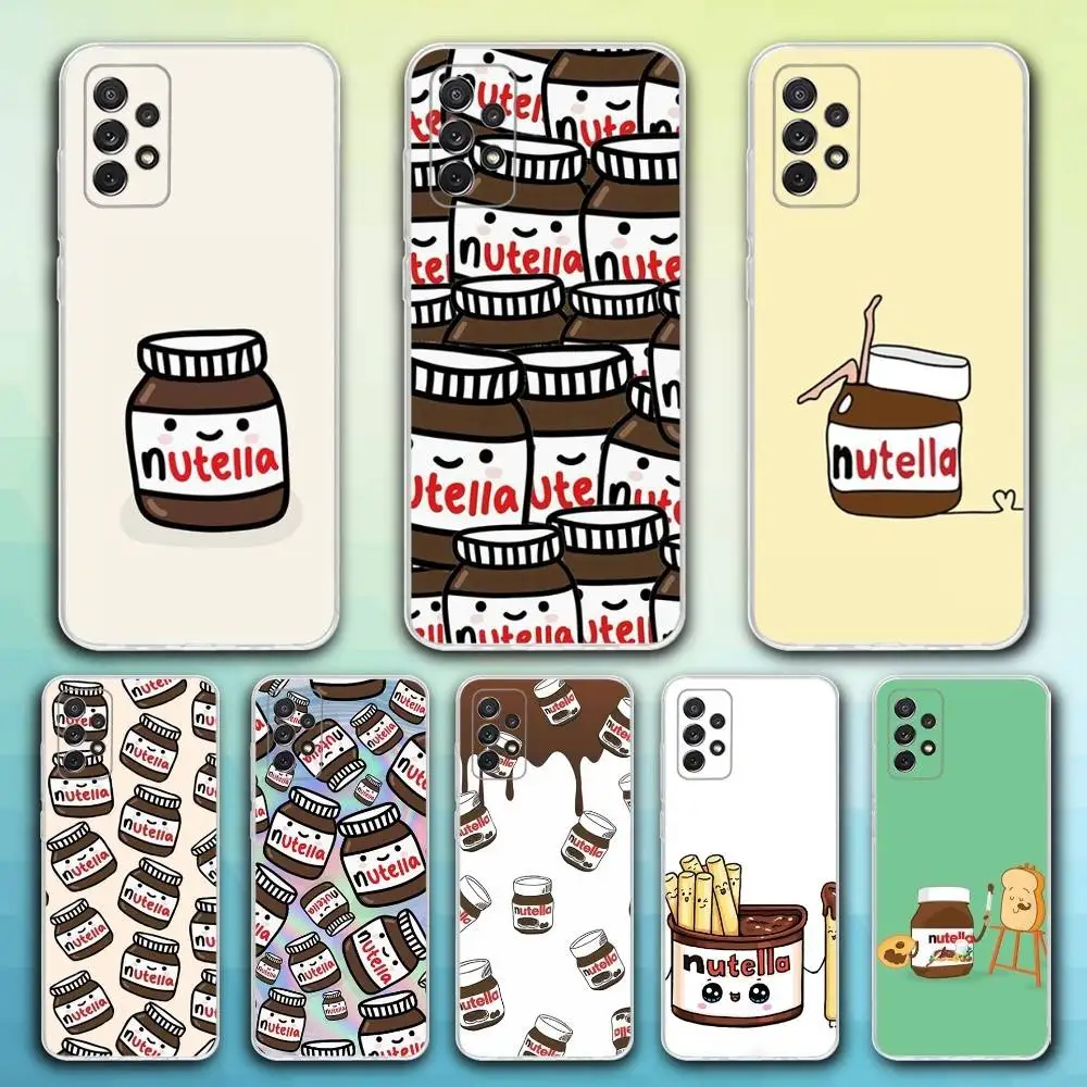 

N-Nutella Cute Chocolate Phone Case For Samsung S30,23,21,22,20, FE lite,S10,9,8,7 PIus Note20ultra Soft Transparent