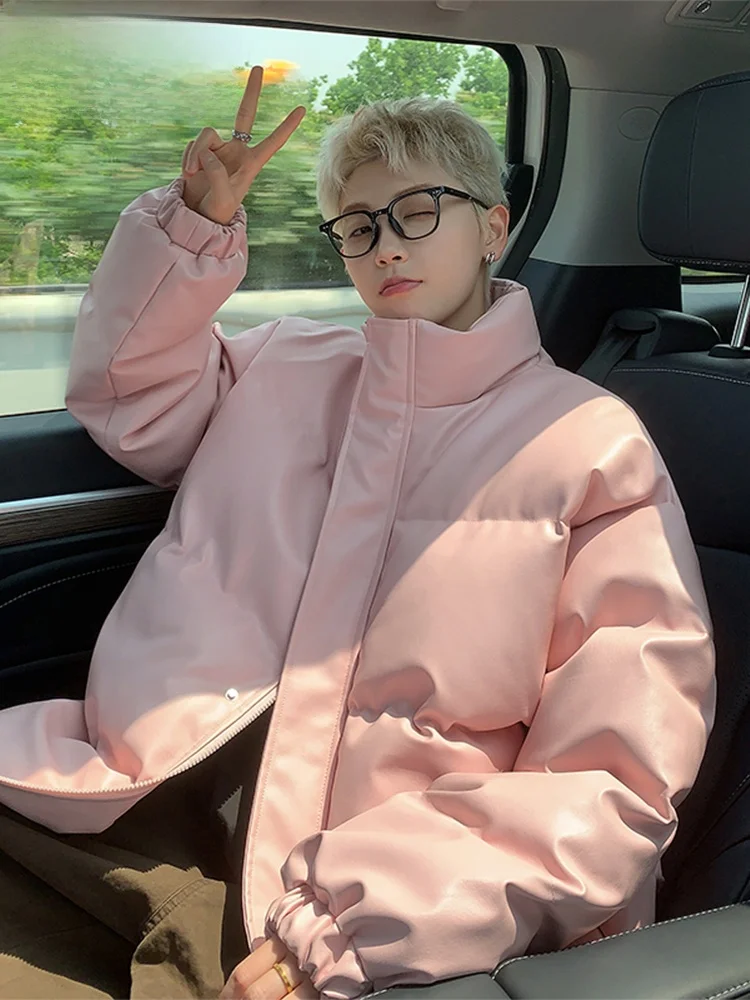 

Wassup Happy American Sle из искусственной кожи с воротником-стойкой Thiened, повседневное свободное мужское хлопковое джинто, зимнее теплое пальто с хлебом