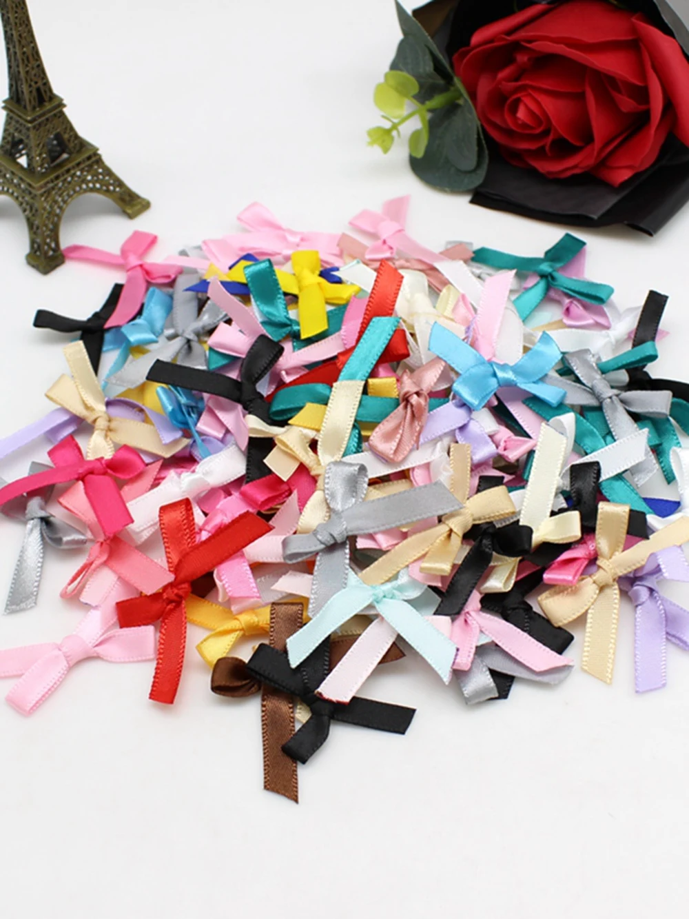 100 Stück oder 200 Stück 20–30 mm Bandschleifen, kleine Größe, Satinband, Schleife, Blume, DIY, Basteln, Blumen, Schleifen, Geschenk, Basteln, Dekoration, Upick – Detail 5