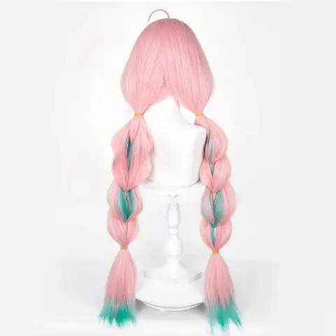 Varesa Cosplay Peruk Genshin Impact Cos Lång Fläta Rosa och Grön Blandat Hår Kostymhår med Lugg för Kvinnor Vuxen Halloween Peruk 10 best sales Genshin Impact-cosplay - №7