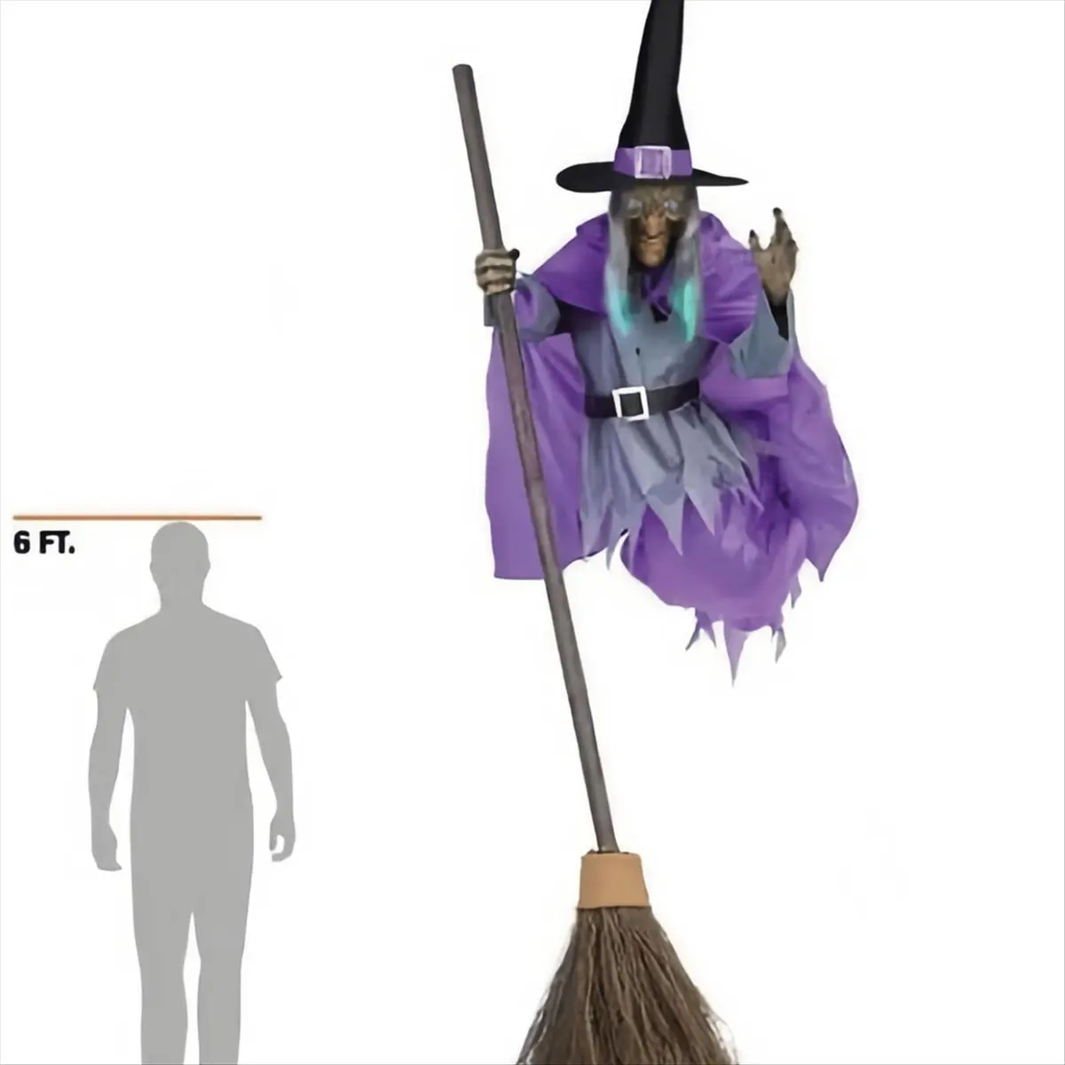 ETRT Decoración de bruja escoba de Halloween Decoración de bruja voladora de 6 pies de alto Decoración de Halloween