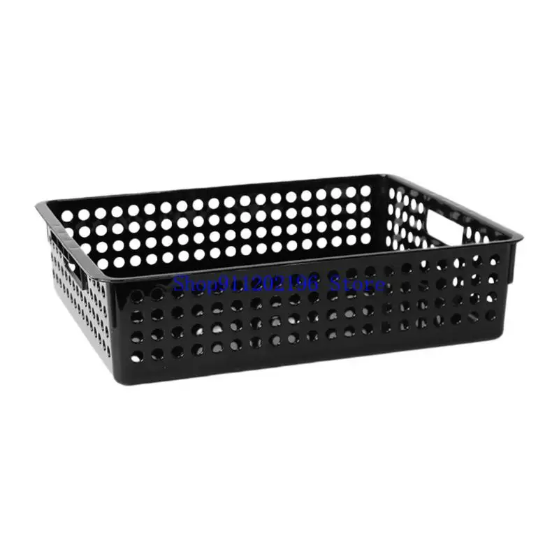 

P82A Plastic Storage Basket File Tray Tabletop Document Magazine with Handles for Home Office Pantry Bedroom