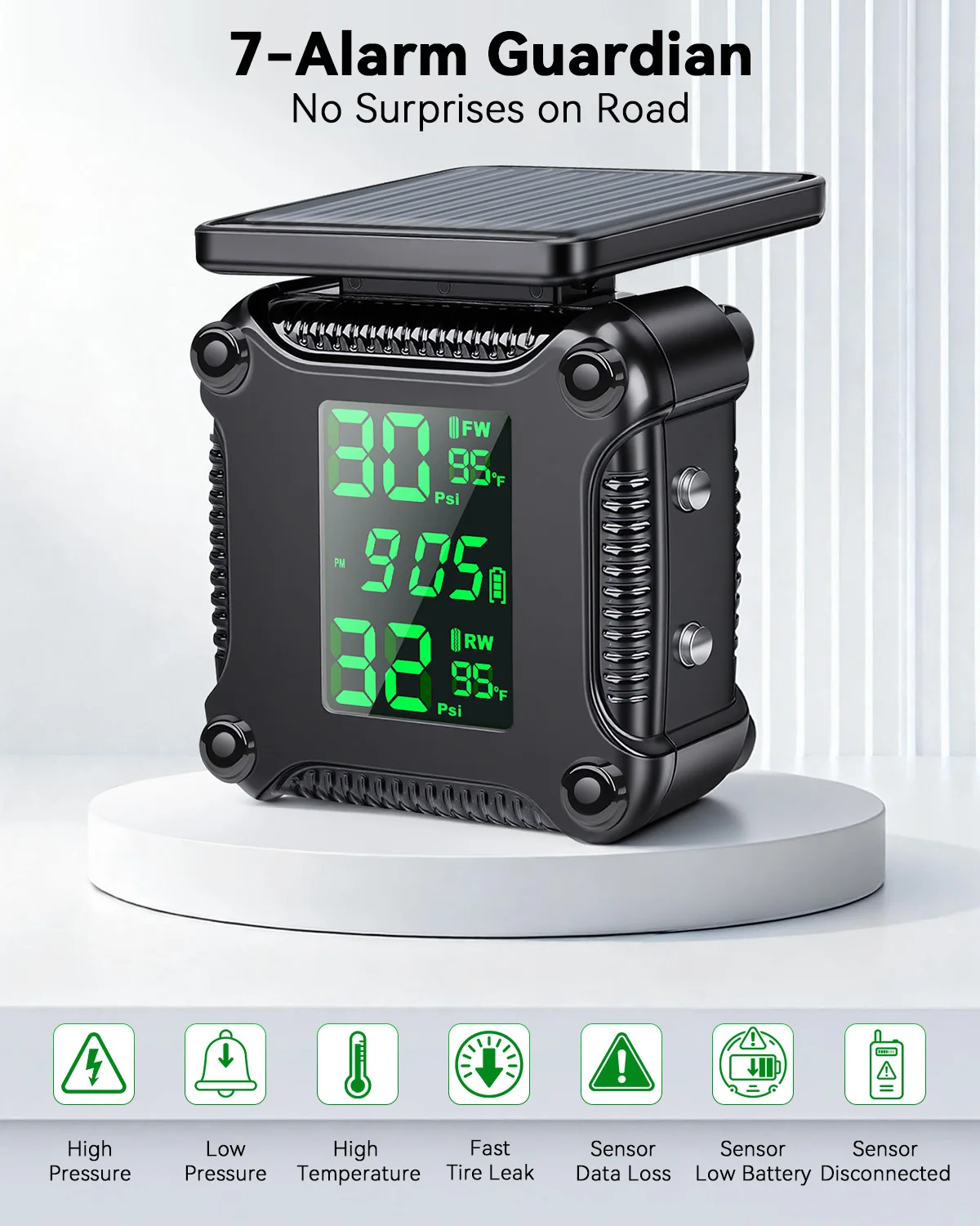 Ouspow Tire Pressure Monitoring System Colorful Display Wireless TPMS Motorcycle Solar Charge Tyre Temperature Alarm Sensor