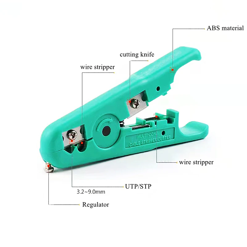 HTOC-Herramienta de prensado CAT7, pelacables todo en uno, multiherramienta para Cat7, Cat6A, Cat6, Cat5