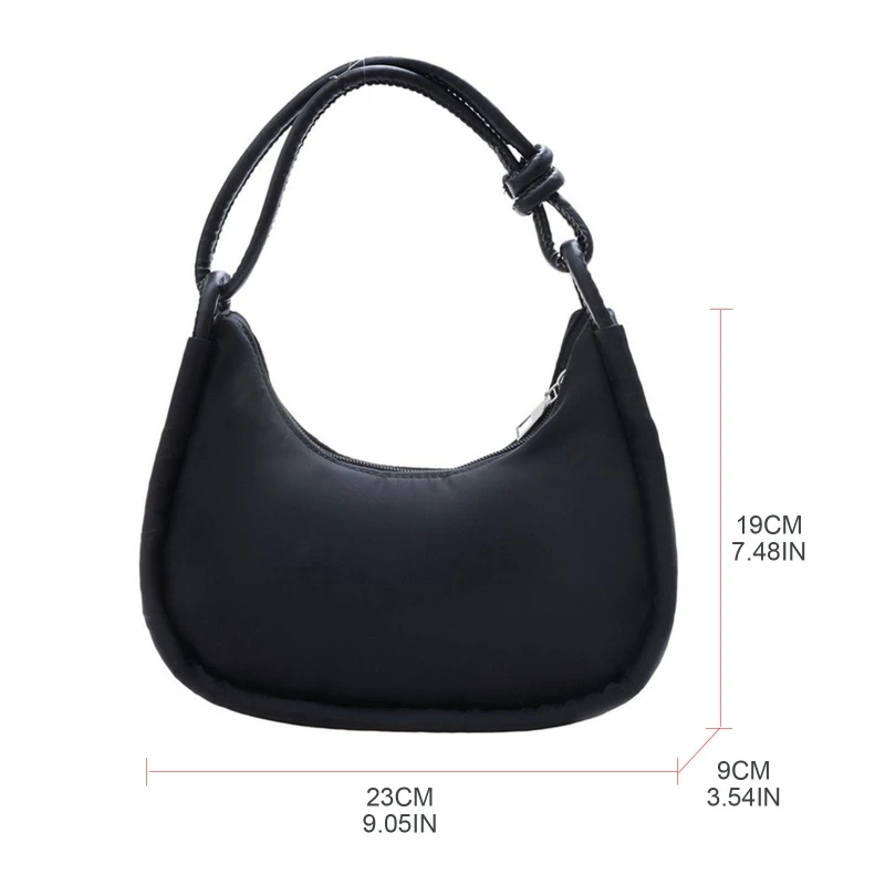 Bolsa feminina nylon nas axilas, bolsa pequena ombro feminina, bolsa com alça superior