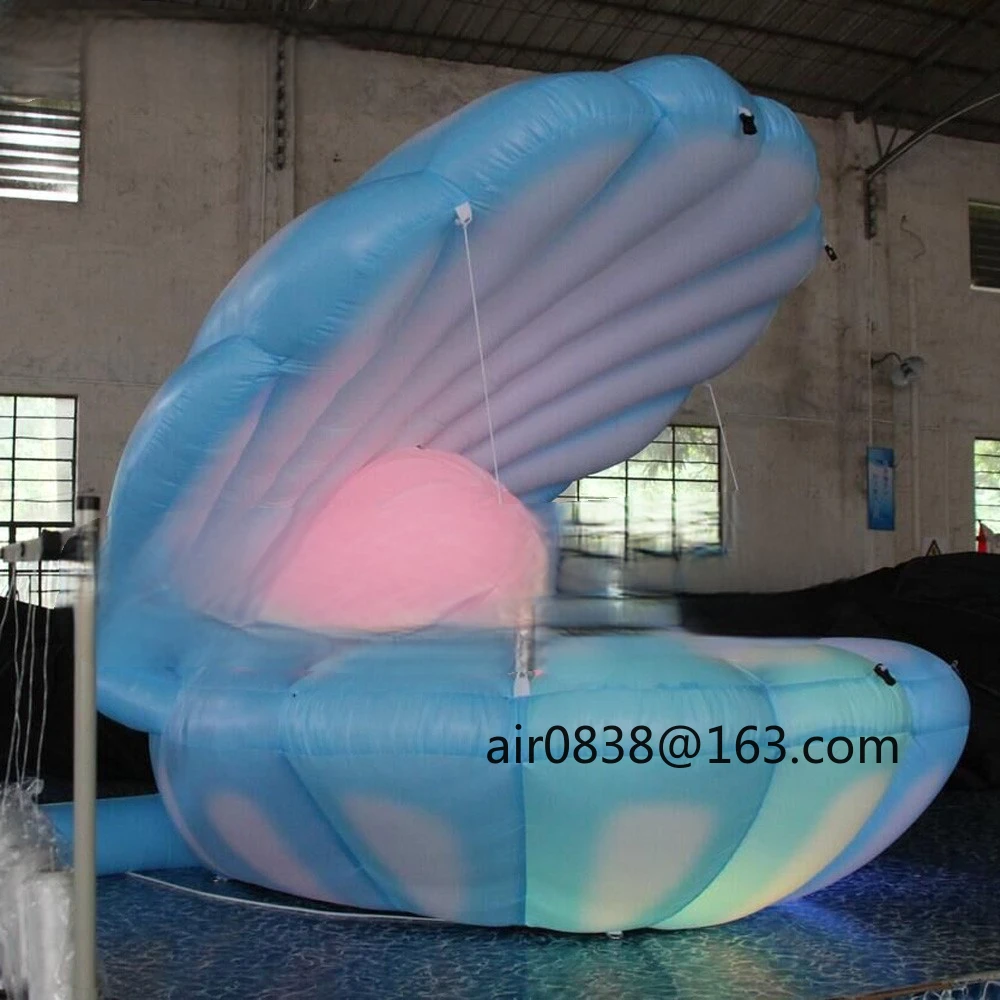 Coquille de palourde gonflable bleue fantaisie avec coquille gonflable Led géante marine perle pour la décoration de scène de mariage