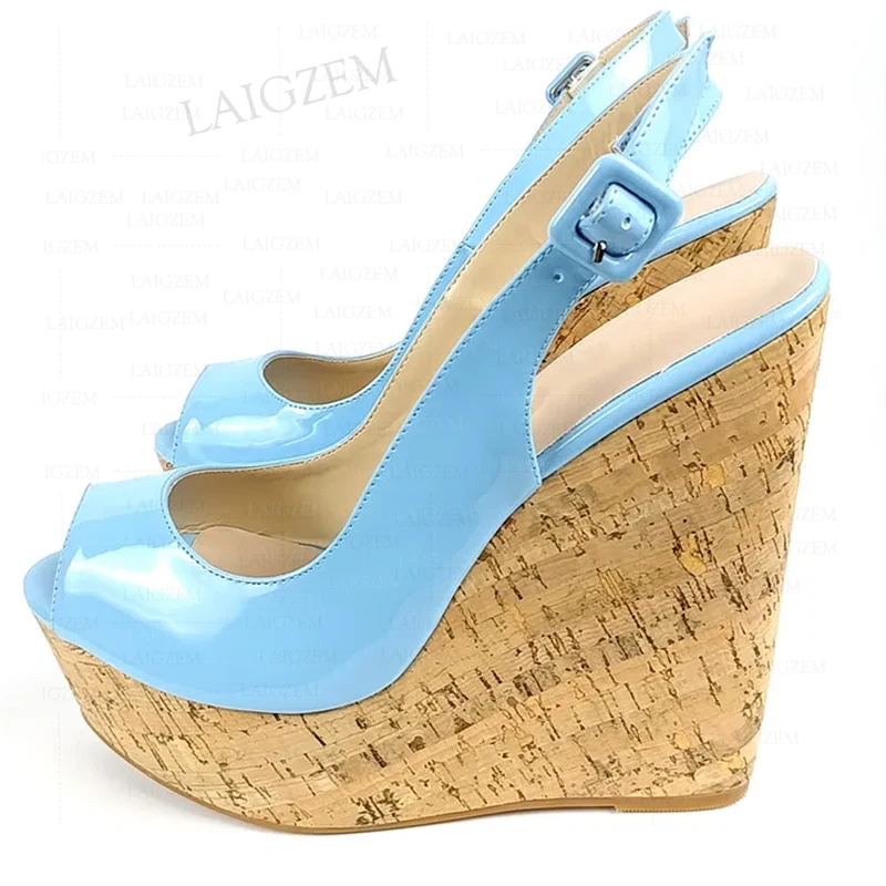 ZHIMA décolleté da donna Platform Slingbacks Peep Toe tacchi alti sandali lucidi scarpe donna Handmade Large Size 41 44 46 50 52