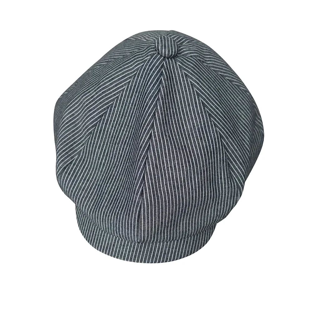 Summer Linen Newsboy Cap Men Women Stripe Bakerboy Caps Lightweight Breathable Flat Hat Apple Beret for Male NC09