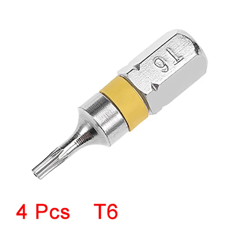 Juego de puntas de destornillador Torx de 4 piezas, vástago hexagonal de acero S2 de 1/4 pulgadas, T6, T9, brocas de destornillador Torx de