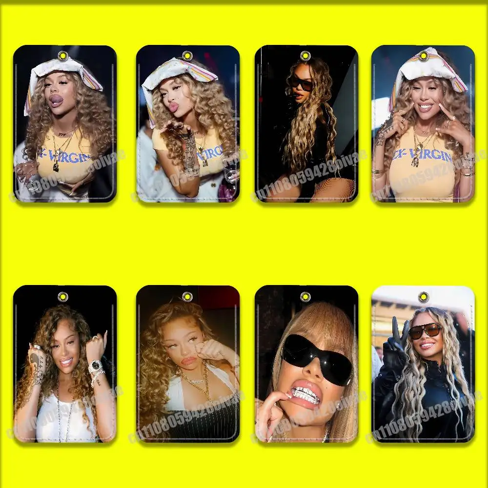 

L-Latto 777 American Rapper Singer For ID Clips Credit Bank Subway Card Holder Cover Sleeve Ornament Leather Keychain