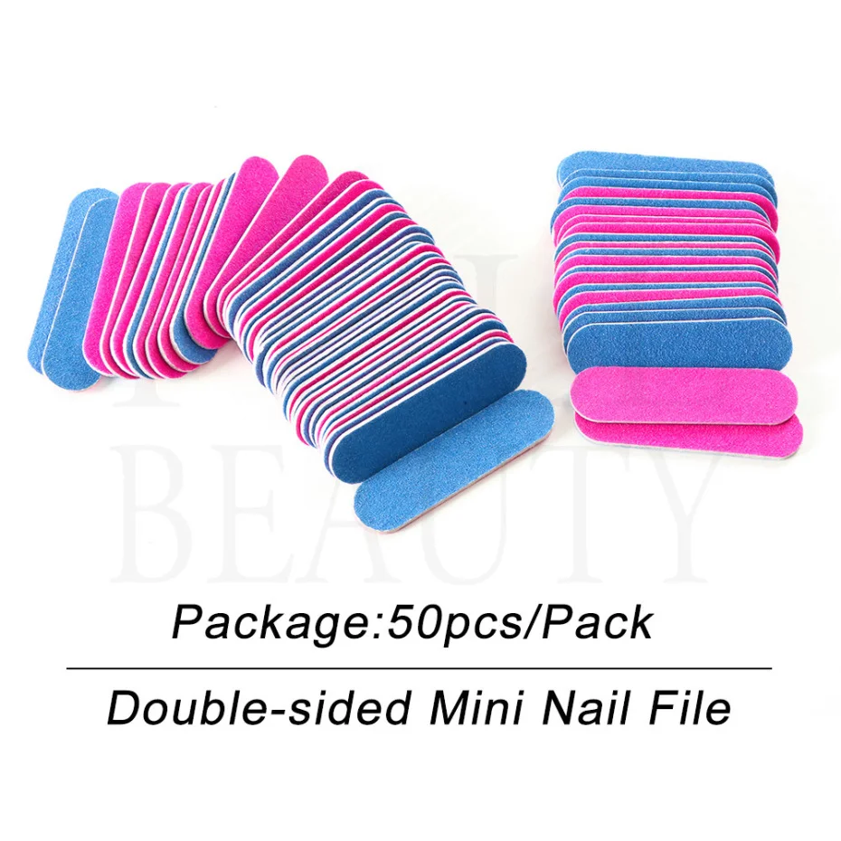 50PCS Double-Sided Nail Files for Manicure Set for Removing Gel Varnish Shape Fake Nails Pedicure Consumables Nail Tools LA858-1