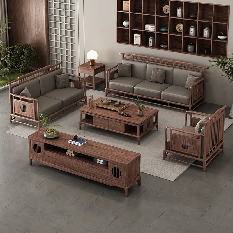 Modern simple leather small apartment living room furniture