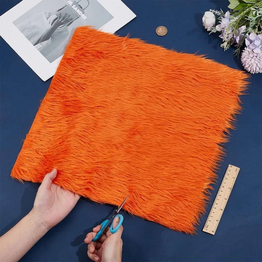 15.75x15.75 Inch Faux Fur Fabric Orange Fur Fabric Fur Ribbon Faux Mohair Fabric Fur Cloth for Cosplay Craft DIY Costumes