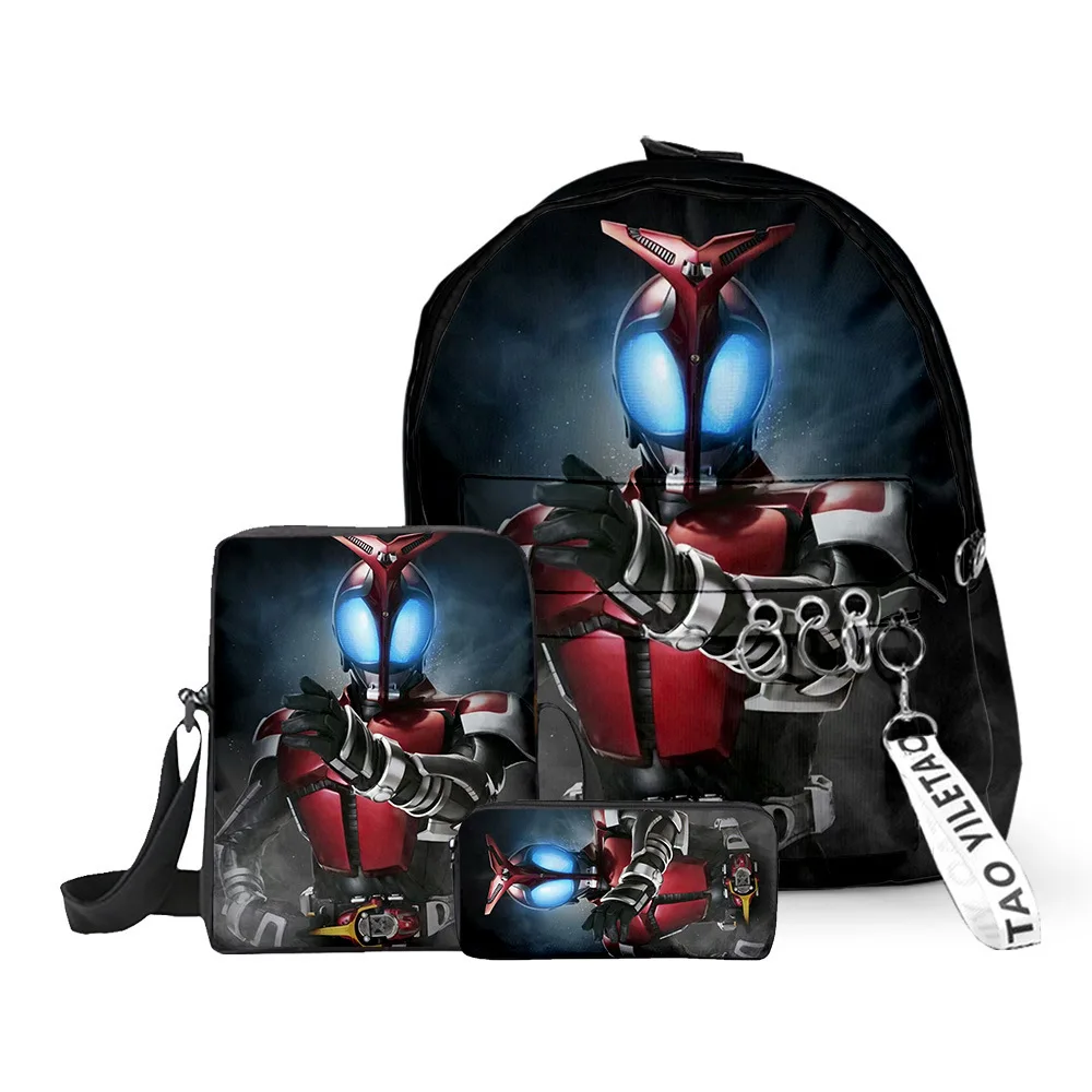 

Детский набор для путешествий в стиле хип-хоп: рюкзак, сумка через плечо и пенал с 3D-принтом Камен Райдера (3 предмета)