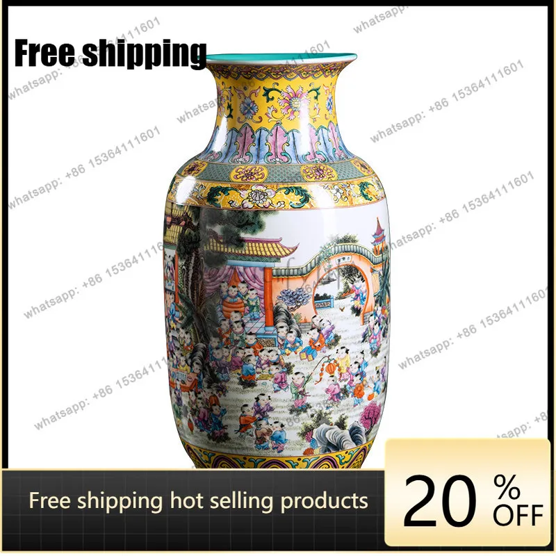 HOT Jingdezhen Keramikvase Wohnzimmer Blumenarrangement neue chinesische Heimdekoration Porzellanornament Höhe 45 cm