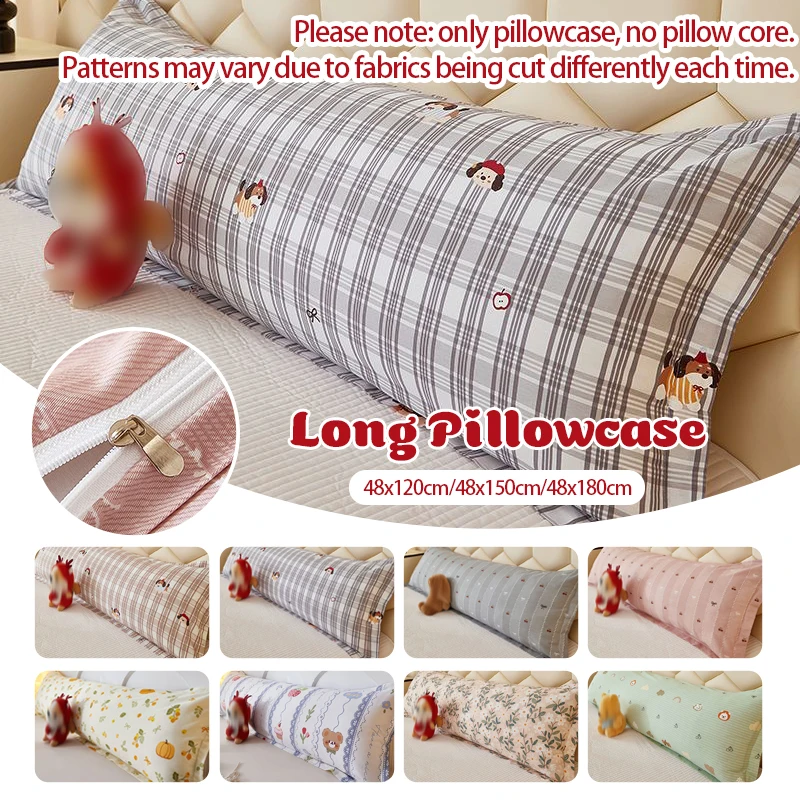 

Double Rectangle Pillow Cover 48X120/150/180Cm Long Cushion Case for Home Sofa Bed Decor, Removable Washable Pillowslip