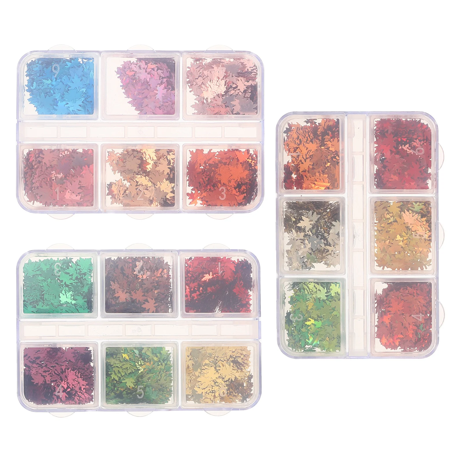 

Autumn Maple Leaf Nail Charms 3 Boxes Glitter Sequins Fall Manicure Art Thanksgiving DIY Supplies Maple Leaf Nail Sequins