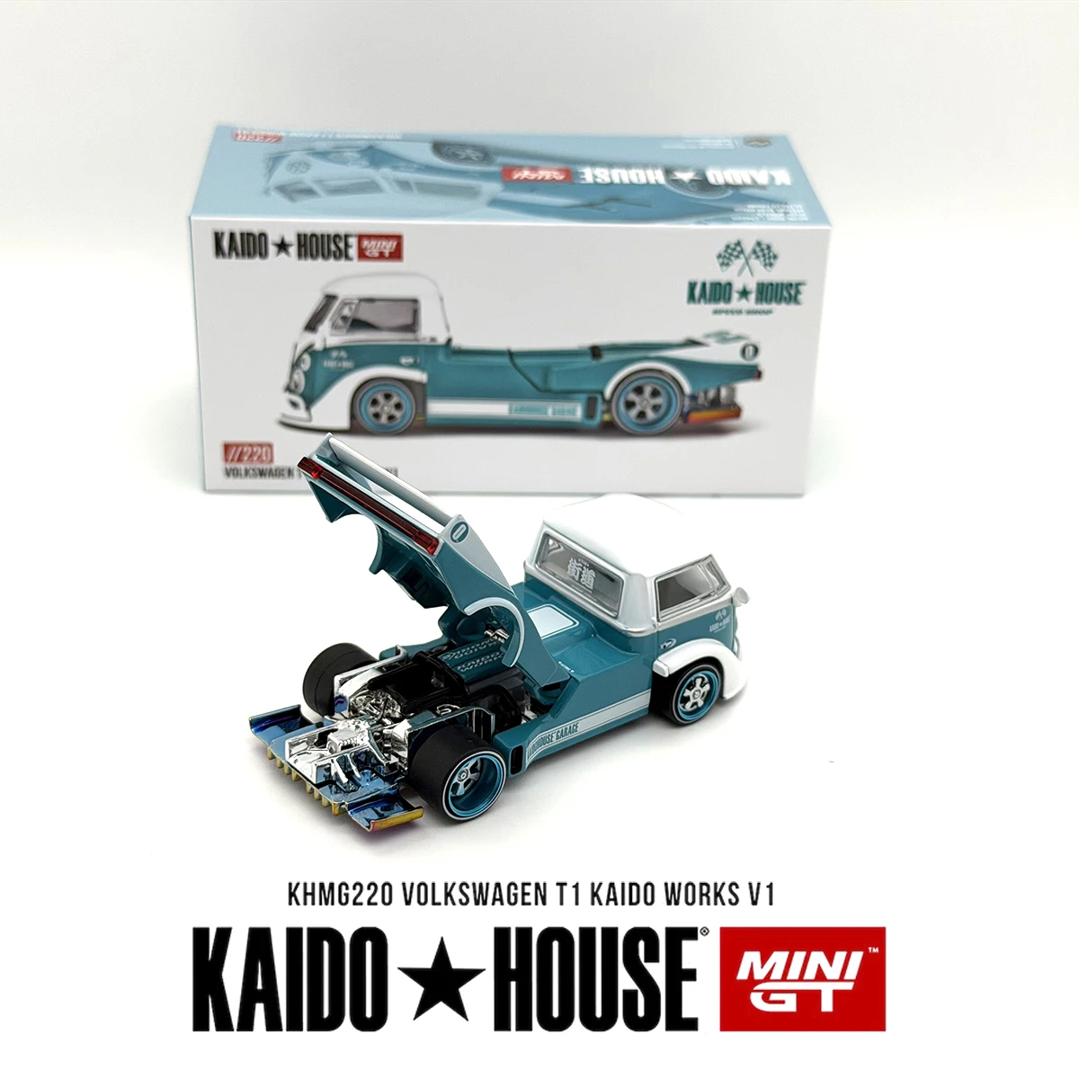 即日発送-在庫あり-khmg-220-1-64-フォルクスワーゲン-t1-カイドウワークス-v1-カーモデル-カイドウハウス-minigt-開閉可能なフード付きダイキャスト