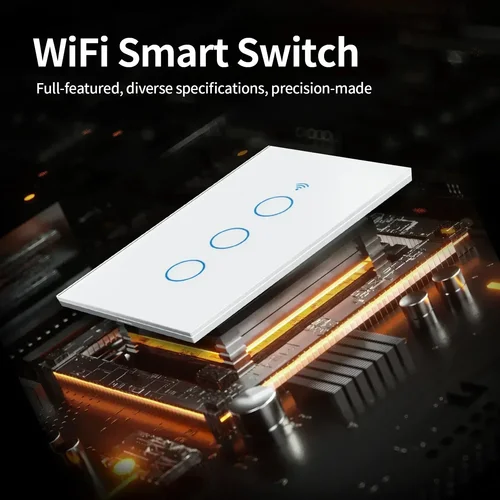 Imagen 2 del producto Tuya US WiFi + interruptores inteligentes Bluetooth No requiere cable neutro 1/2/3/4 Gang Light WiFi Interruptor táctil funciona con Alexa Google Home