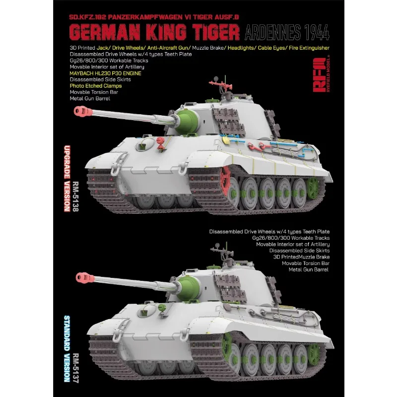 ryefield-rm5137-sdkfz182-panzerkampfwagen-vi-tiger-ausfb-“king-tiger”-ardennes-1944-versione-standard-kit-modello-in-scala-1-35