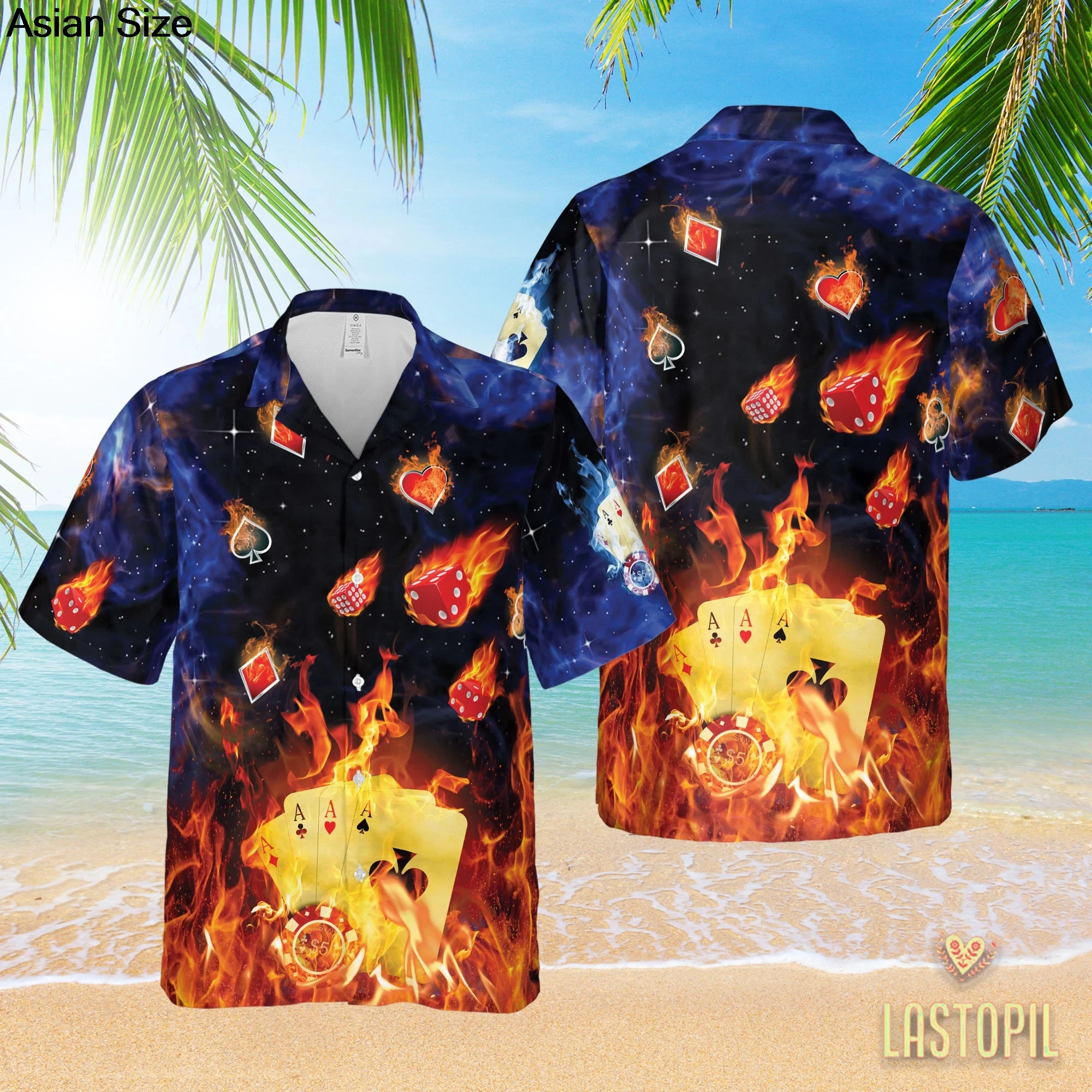 Poker Hawaiian Shirts Gambling Shirt Blackjack Short-sleeve Button Down Shirt Gift For Casino Lover Las Vegas Trip Casino Shirt
