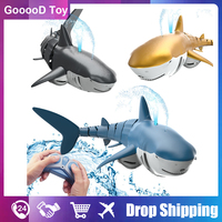 Upgrade Spray Water Rc Shark Toy  2.4G Simulation Remote Control Animals with lights Submarine Robots Fish Electric Toys for Boy