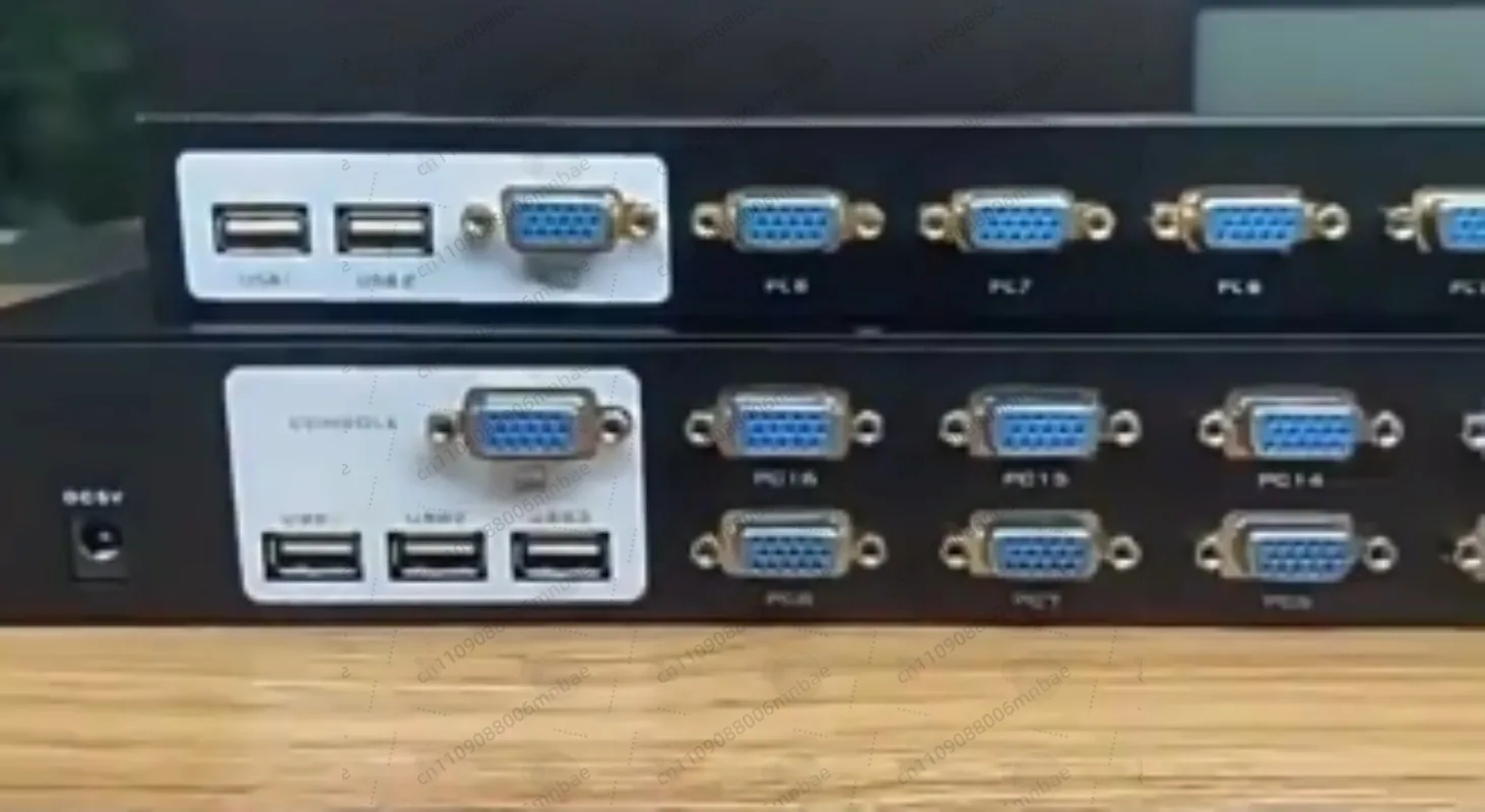 16 Port KVM Switches VGA + Cables (upgraded 2in1),  1U Rackmount KVM Switcher Console 16x1