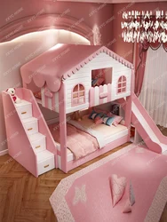 Upper and Lower Width Bed Bunk Bed Double Upper and Lower Bed Girl Tree House Princess Child and Mother Height Bunk Bed