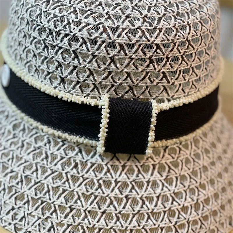 Korean  Breathable Hollow Fisherman Hat, Personalized Basin Hat, Fashionable Diamond Bucket Hat for Women\'s Summer Outings