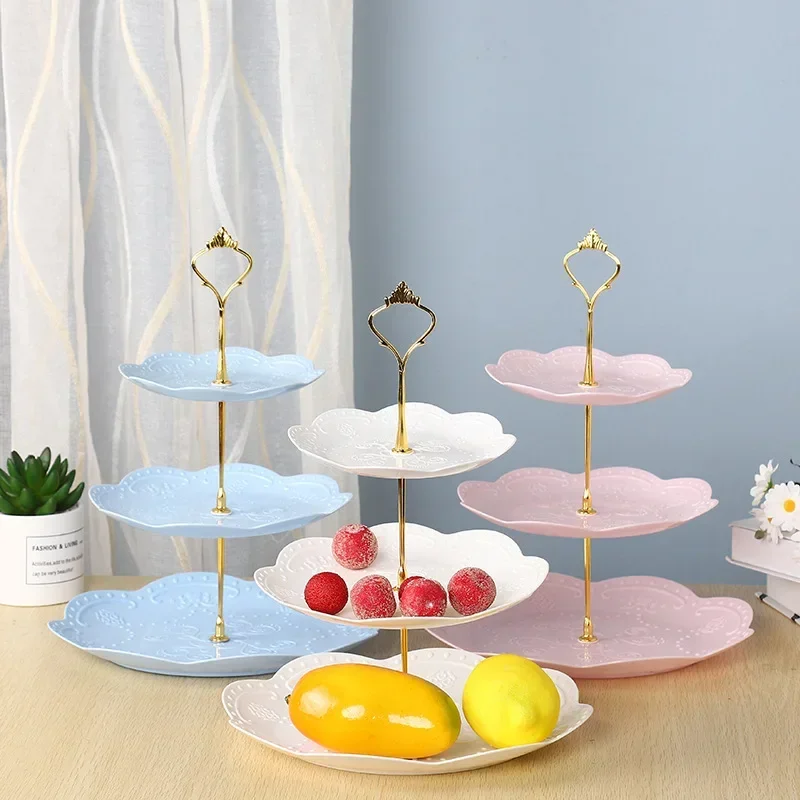 3 Tiers European Cake Stand Detachable Cupcake Stands Fruit Pastry Dessert Display Holder Wedding Party Supplies Home Decoration
