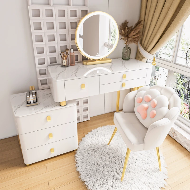 

Белый туалетный столик для спальни с выдвижными ящиками, мобильный, современный, для гостиной, для хранения косметики, мебель для дома