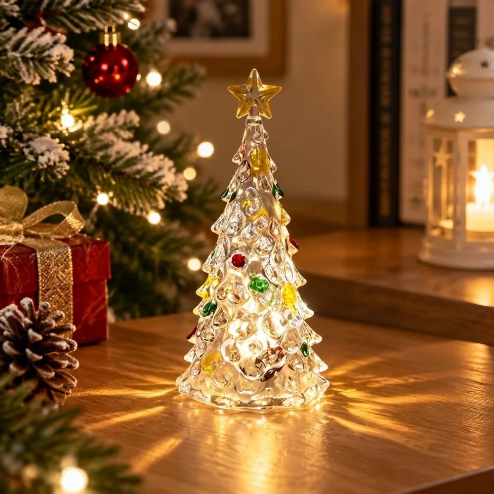 Luminous Christmas Tree Lamp Transparent Atmosphere Christmas Tree Night Light Colorful LED Xms Eve Candle Lights Desktop Props