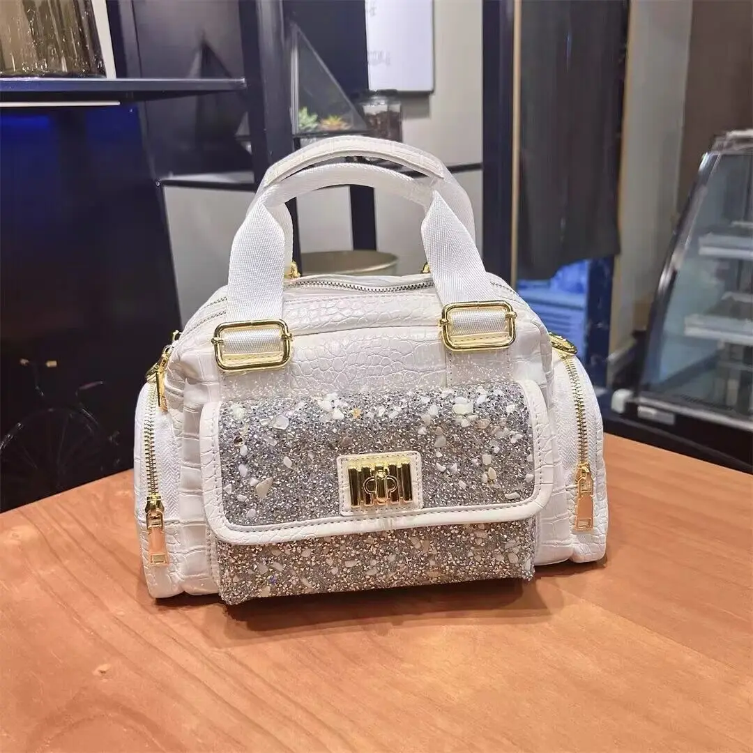 New Rhinestones Top-handle Bags For Women Patent Leather Luxury Handbags Women Pockets Designer Ladies Crossbody Bag Sac A Main