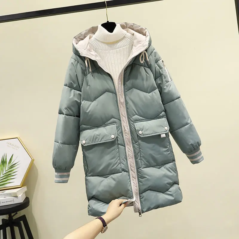 

2023 Winter Women Jacket Coats Long Parkas Female Down Cotton Hooded Overcoat Thick Warm Jackets Windproof Casual Student Coat