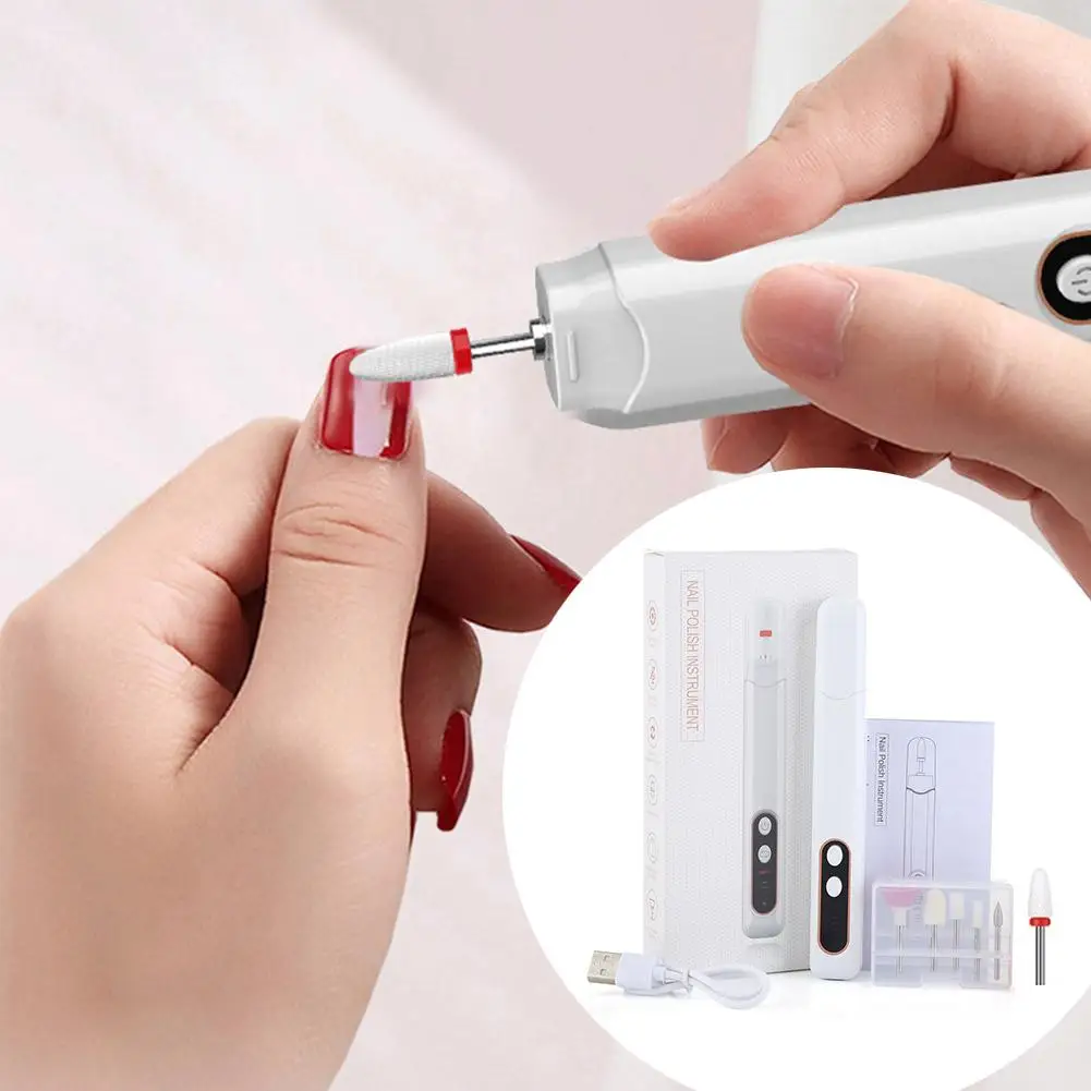 Set di trapani per unghie professionali per arte elettrica con luce a LED, lucidatrice per unghie portatile, levigatrice, penna per lima per manicure, gel acrilico