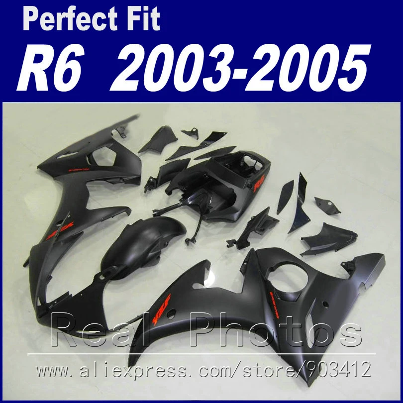

New High quality bodywork for YAMAHA R6 fairing kit 2003 2004 2005 matte black Fit YZF R6 fairings 03 04 05