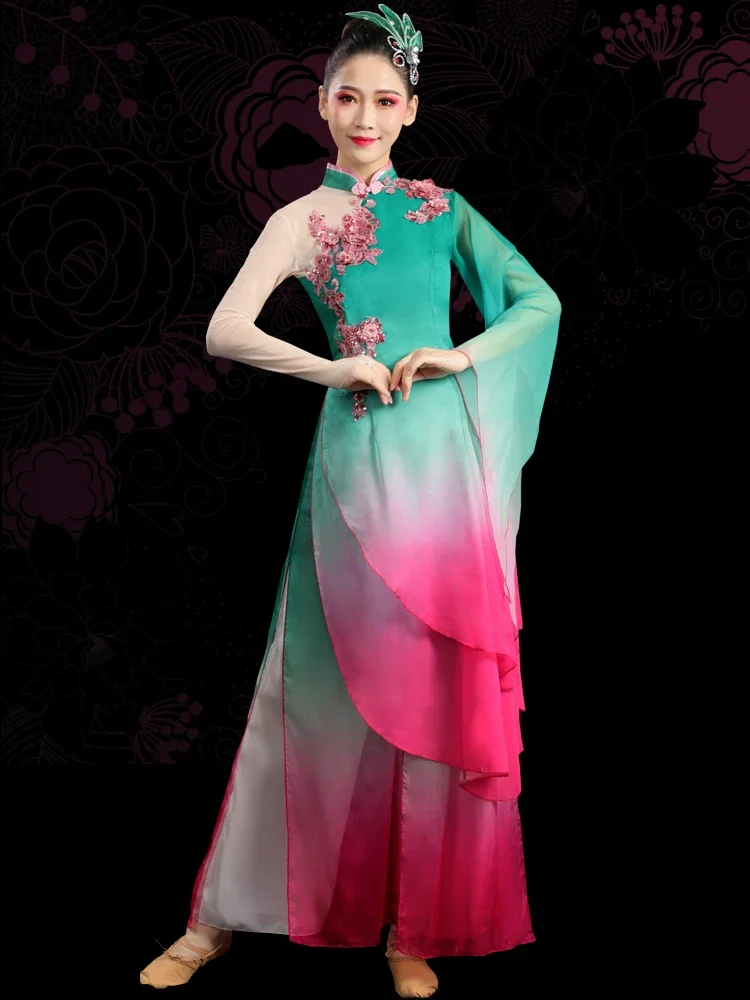 女性のためのクラシックダンスの衣装,ダンスのための中国のダンス服,ファンダンス,jiaozhou,yanggeのパフォーマンス