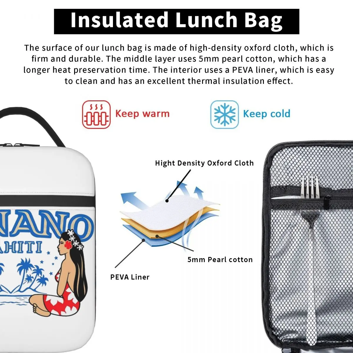 Beer Hinano Tahiti Logo Thermal Insulated Lunch Bag for Travel Reusable Food Container Bags Cooler Thermal Lunch Boxes