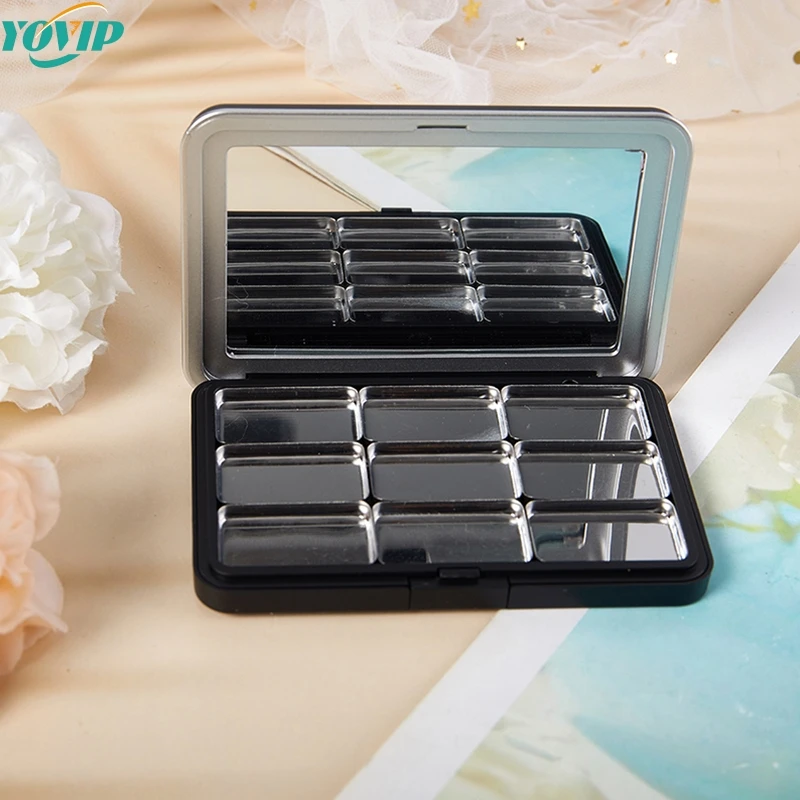 Magnetic Empty Eyeshadow Palette Eye Makeup Storage Dish With Mirror For Women Girls Makeup Beginners DIY Eye Shadow Box Tool