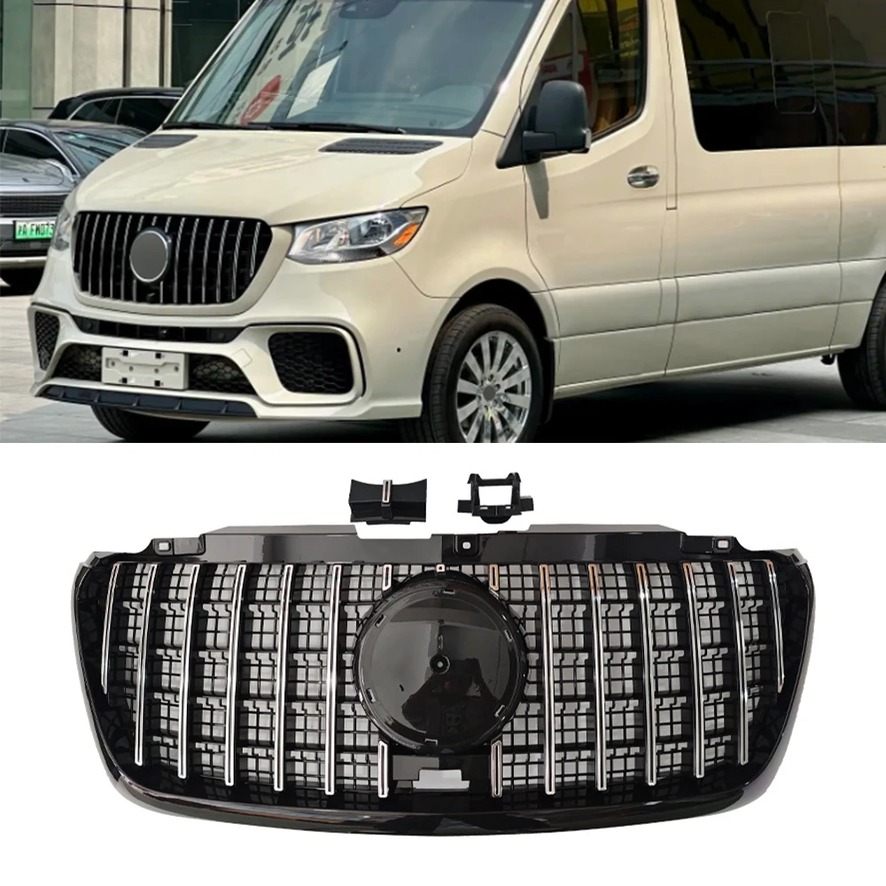 Front Bumper Grille Hood Tuning Racing Grill For Mercedes-Benz Sprinter W907 2018 2019 2020 2021 2022 2023 ABS Grills