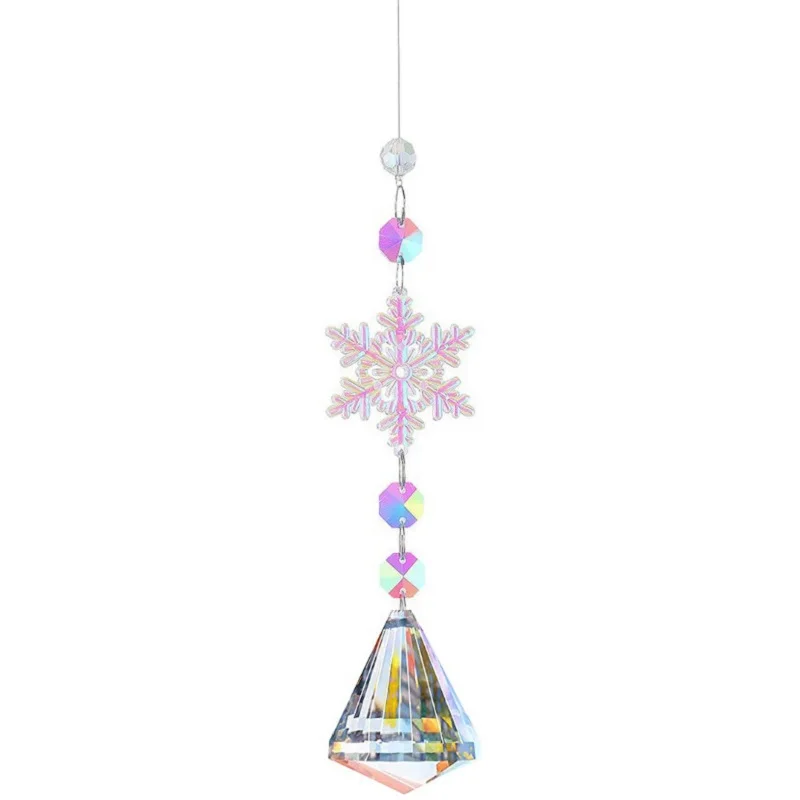 Collezione di luci di cristallo Ciondolo Fiocco di neve Natale Arcobaleno Catcher di luce Finestra Decorazione del patio Perline colorate per il giardino domestico