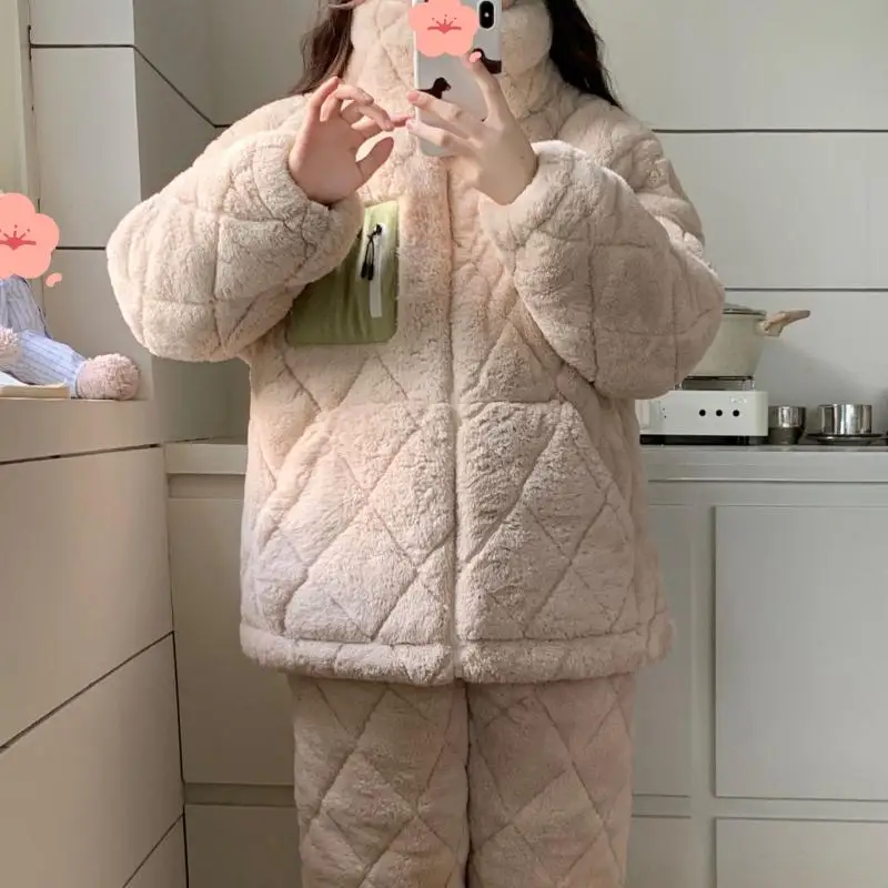 

Хлопковые женские пижамы, весенне-осенняя корейская версия, утепленный костюм с длинными рукавами для девочек, свободная пижама с героями мультфильмов, домашняя одежда