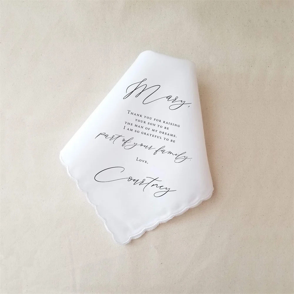 Mother In Law Wedding Gift, Personalized Handkerchief Gift from Bride, Classic Style