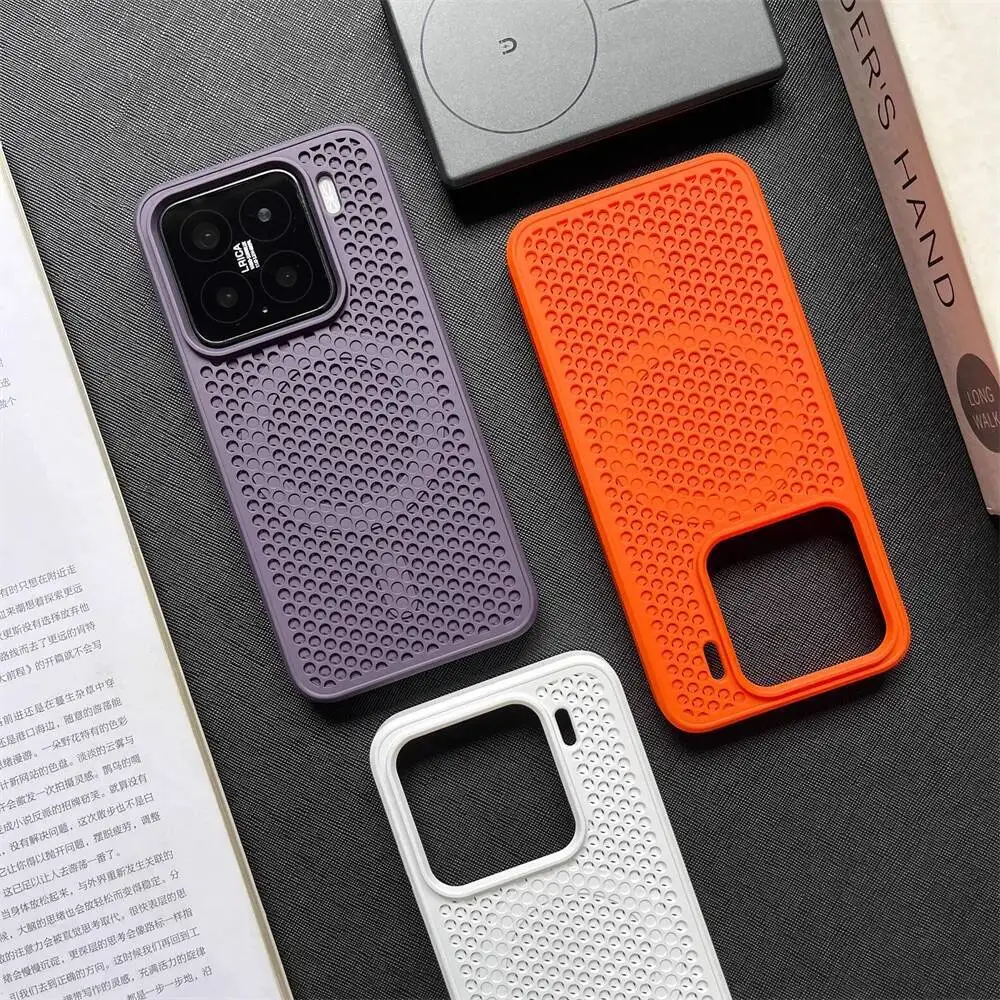 Honeycomb Breathable Magnetic Case For Xiaomi Mi 15 Pro 14 13 Poco F7 F8 Ultra F6 pro Hollow Solid Color Silicone Bumper Cover view 4