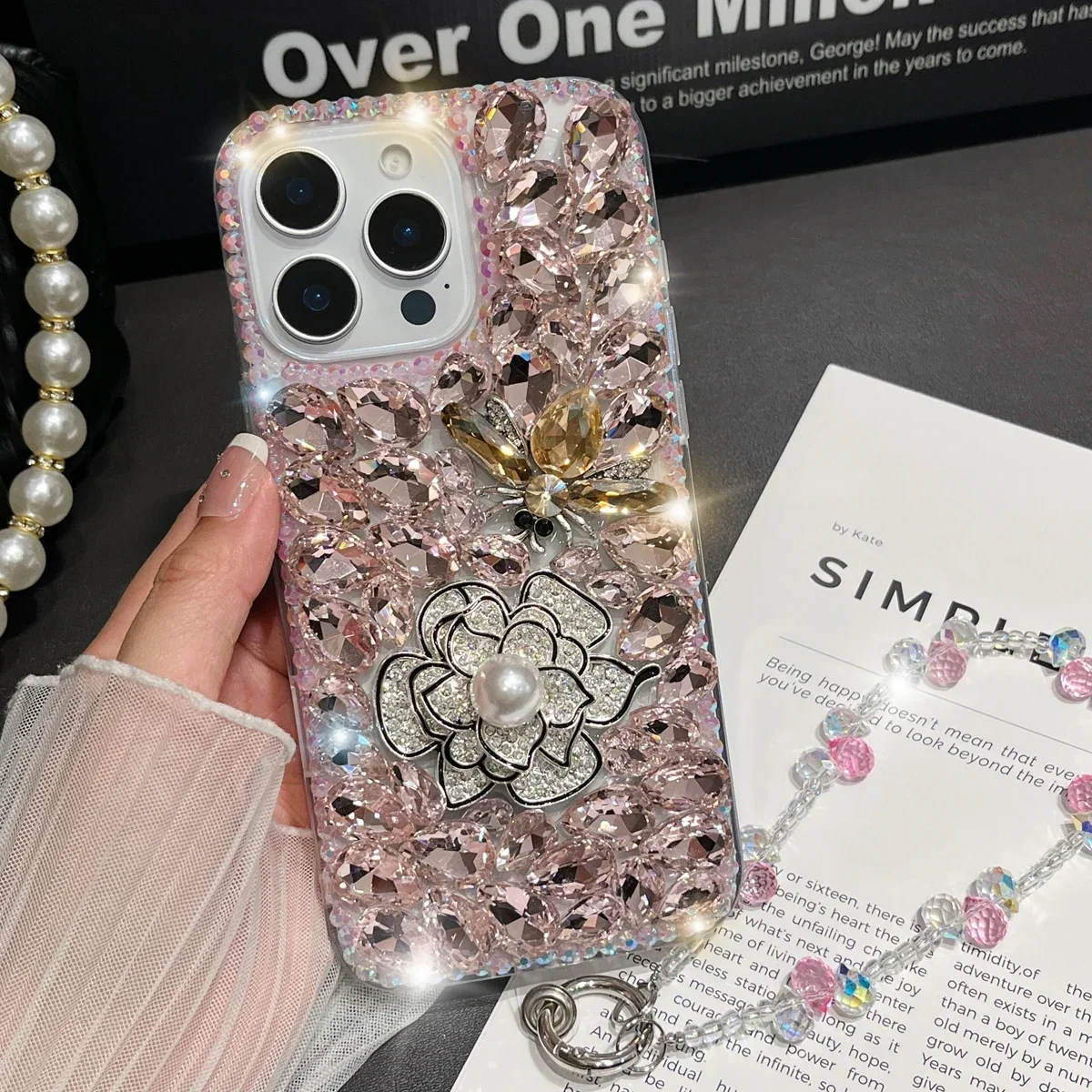

Чехол со стразами для OPPO A16 A53S A55 A54S A56 A16S A76 A36 A96 A57 Realme C35 9i C31 Bling Flower Bee Diamond Чехол для телефона
