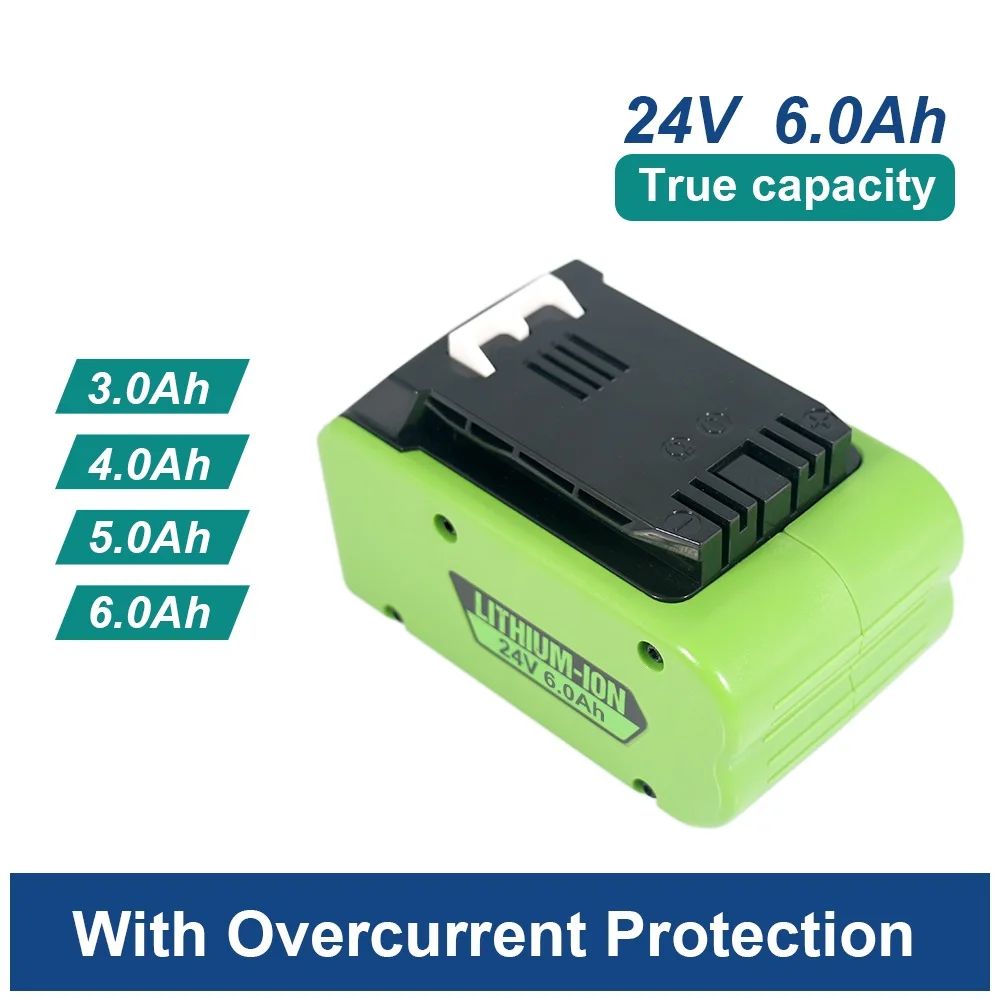 

For Greenworks 24V 3Ah 5Ah 6Ah 6S 18650 Li-ion Battery For Greenworks 24V Power Tools 29842 29852 29322 20362 MO24B410 MO48L4211