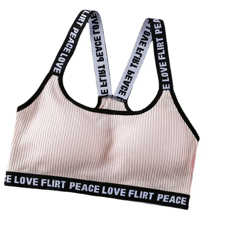 

Women Letter Sports Bra Top Push Up Fitness Running Bra Underwear Solid Cotton Sport Tops Female Gym Wear Sportswear