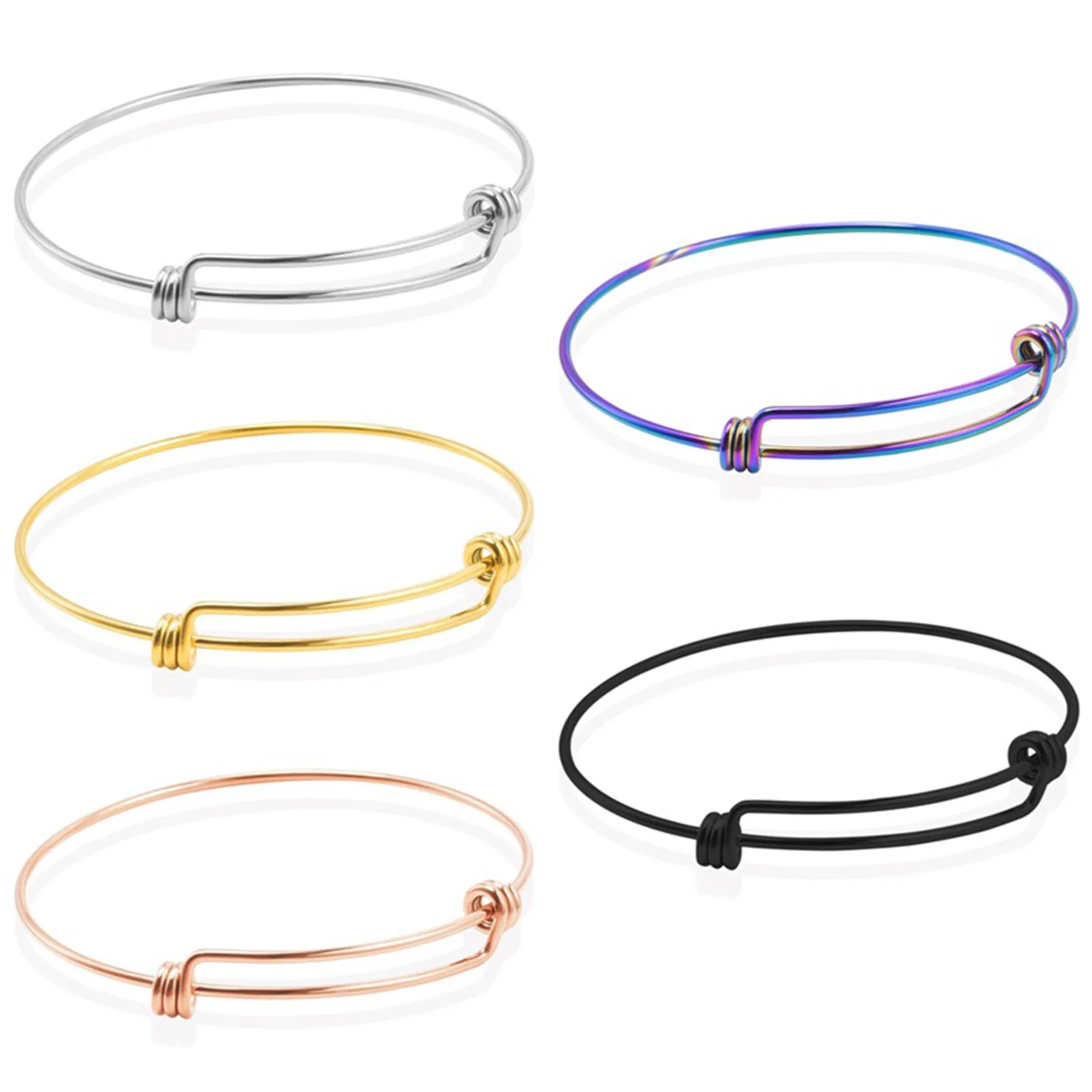 Stainless Steel Expandable Bangle Adjustable Wire Blank Bracelets For Diy Jewelry Making Accessories Summer Handicraft 23cm,1PC