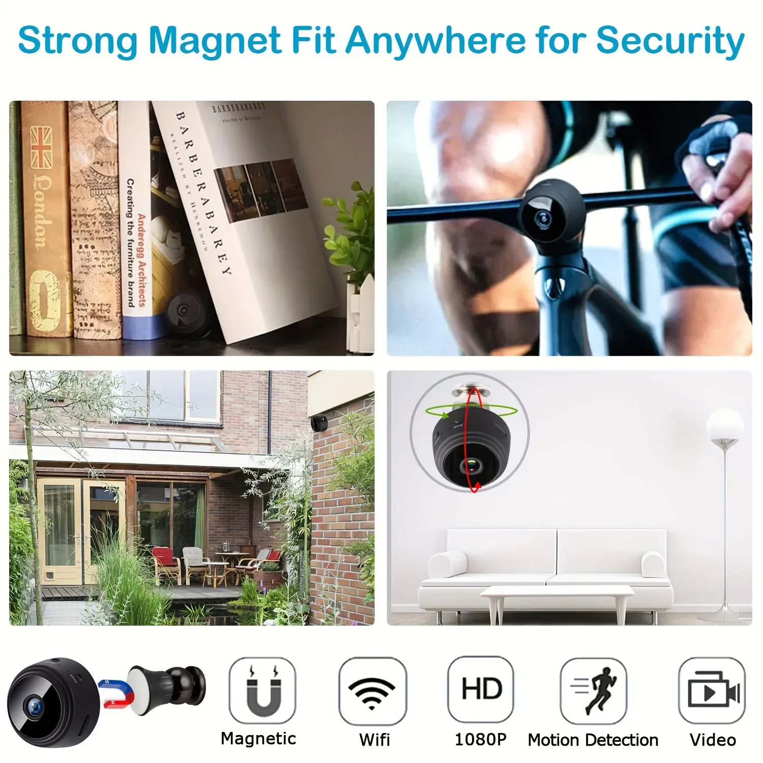 A9 كاميرا صغيرة مراقبة كاميرا أمان تعمل بالواي فاي 1080P HD الاستشعار للرؤية الليلية كاميرا ويب مراقبة الفيديو الحياة الذكية المنزل